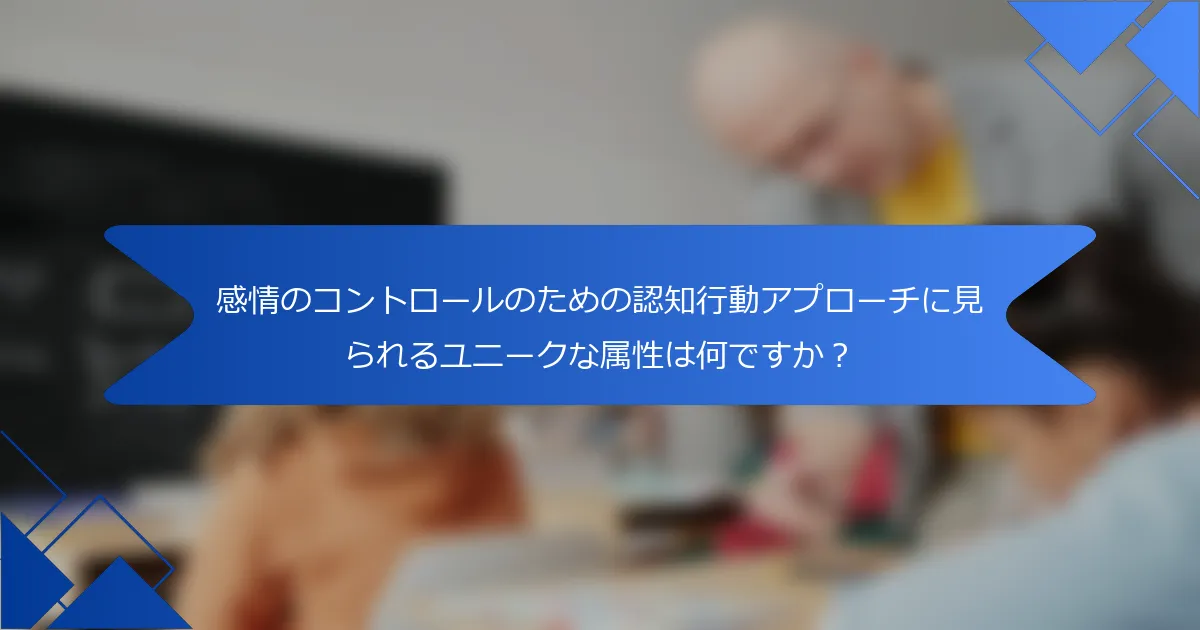 感情のコントロールのための認知行動アプローチに見られるユニークな属性は何ですか?