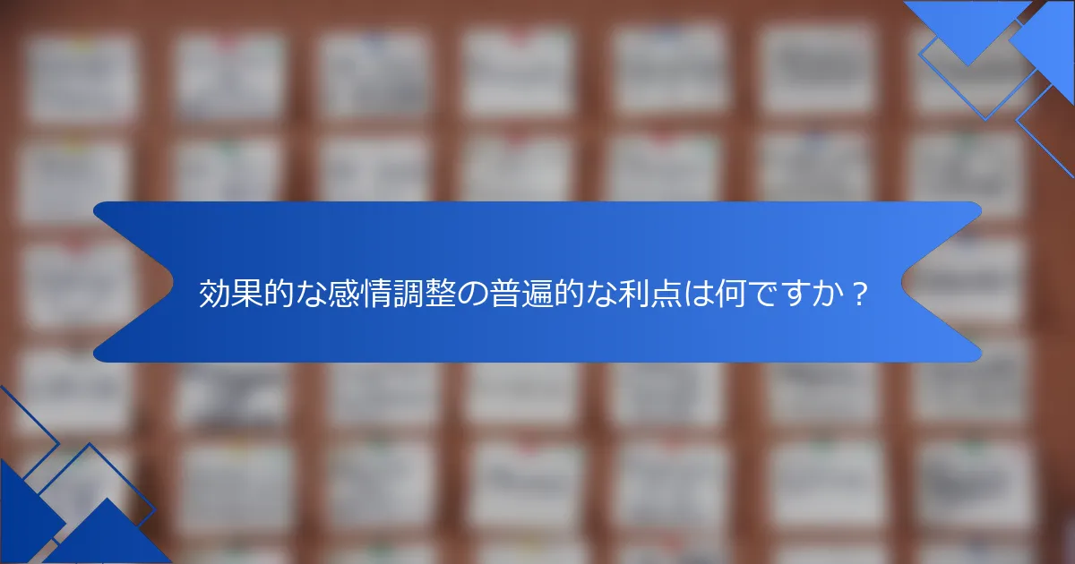 効果的な感情調整の普遍的な利点は何ですか?